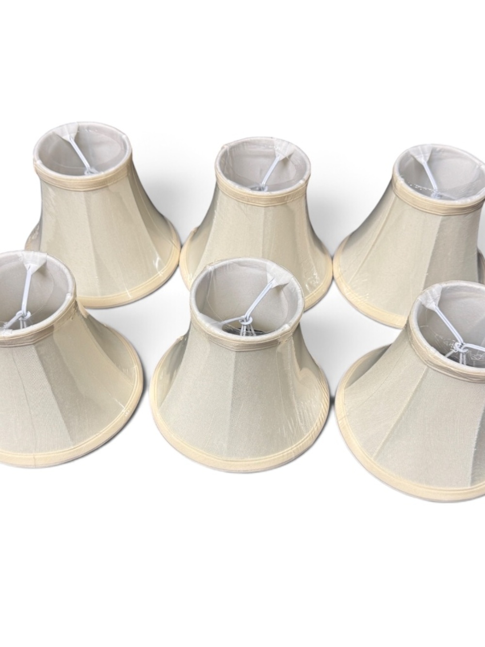 Set of 6 Ivory Clip-On Chandelier Lamp Shades 3x6x5 Bell Empire - Picture 11 of 13